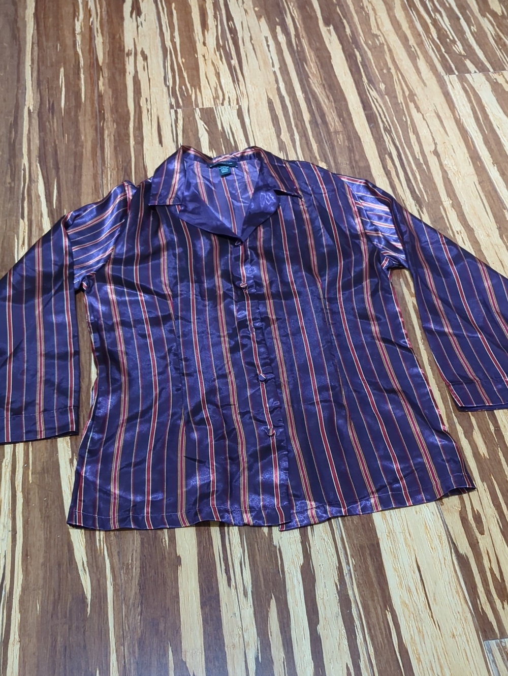 Jones New York Purple Sleep Shirt with Red and Cream Stripes